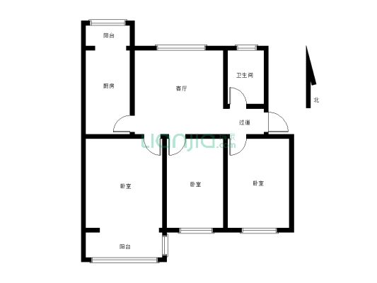 房子三室一厅，精装修，拎包入住，新装修的房子-户型图