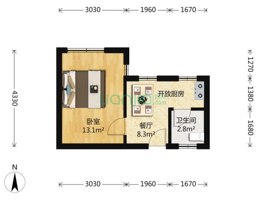 康定路389号 1室1厅1卫 33平方