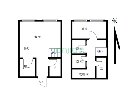 房本面积81平米，上下两层，使用面积170平米-户型图
