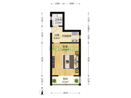 老教师公寓 1室0厅1卫 35平方