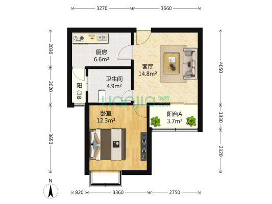 景舒苑九村 1室1厅1卫 58平方