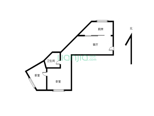 北辰市场 民水民电  电梯7楼  温馨两室  房主诚意出售-户型图