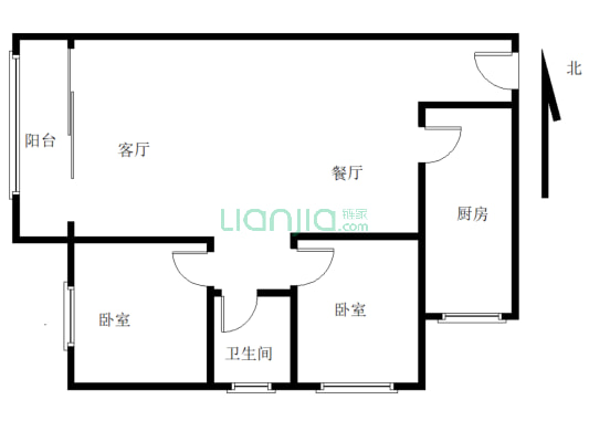 拉菲-好望山 2室1厅1卫  精装修-户型图