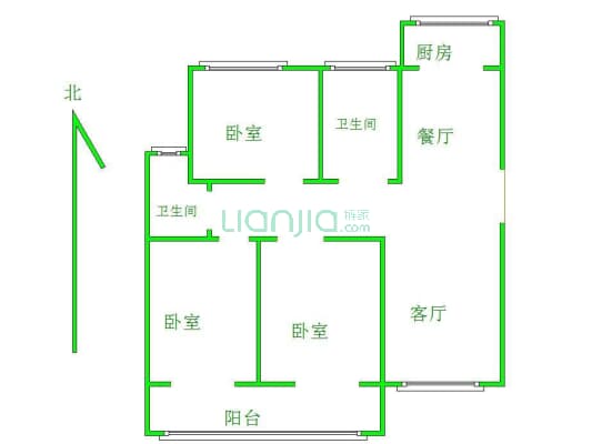 秀兰尚城 3室2厅 南 北-户型图