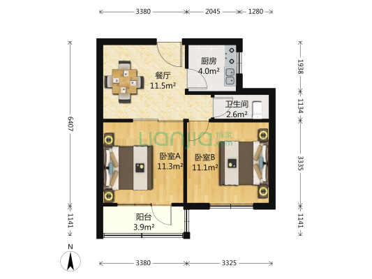 梅园 2室1厅1卫 57平方