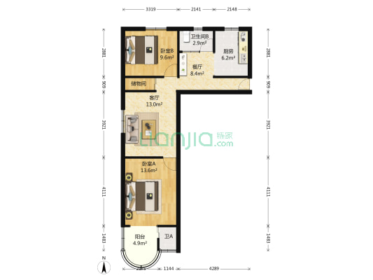海鸿公寓 2室2厅2卫 78平方