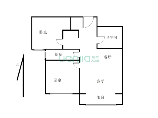 鹏渤印象城牛津花园 2室2厅 南-户型图