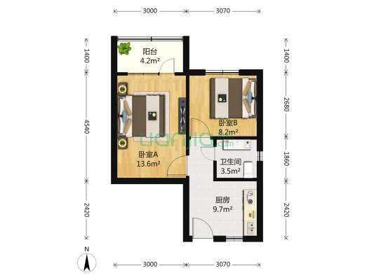 环镇南路93号 2室0厅1卫 56平方