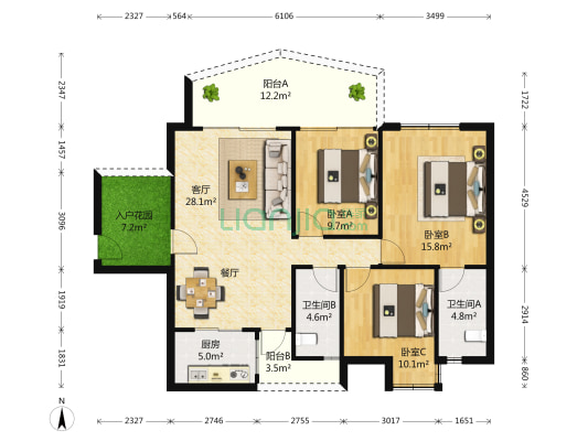 碧桂园滨海国际君御湾 3室1厅2卫 124平方