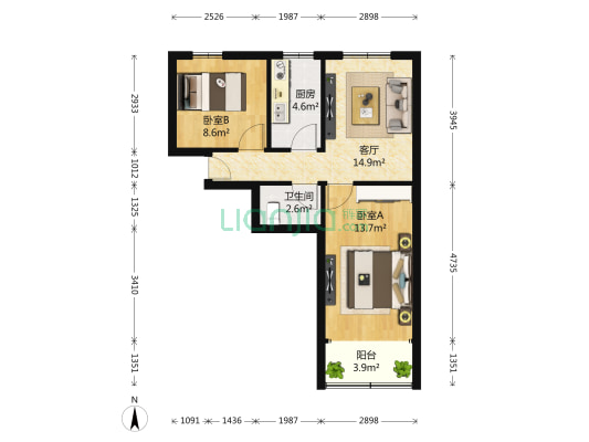 东昌路散盘 2室1厅1卫 64平方