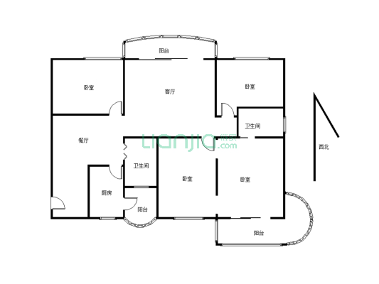 城南诚心花园  电梯 精装3室2厅2卫  直接拎包入住-户型图