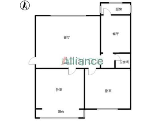 永安小区 2室1厅 南 北-户型图