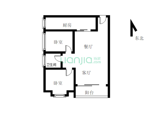 标准大两室 小区环境适宜 采光好 楼层适中-户型图