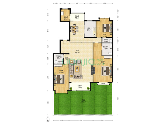 东方夏威夷 3室1厅3卫 212平方