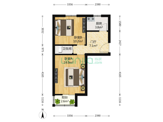永定路98号院 2室0厅1卫 52平方