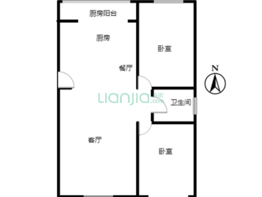 联合小区四号院 2室2厅 南 北-户型图