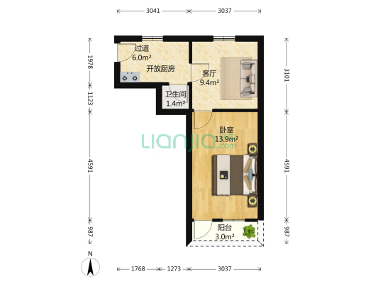木栖新村 1室1厅1卫 44平方