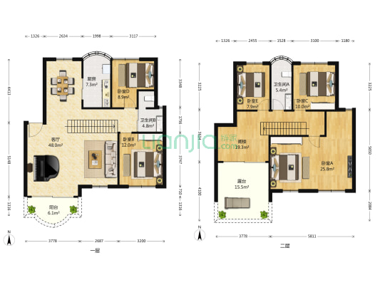 益田花园二期 5室1厅2卫 183平方