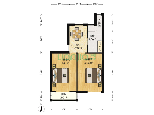 天官路47号 2室1厅1卫 58平方