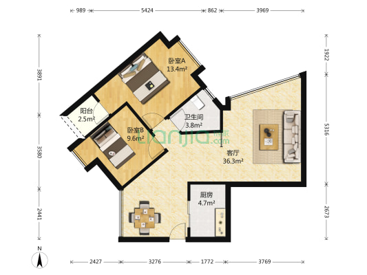 长源假日港湾 2室1厅1卫 79平方