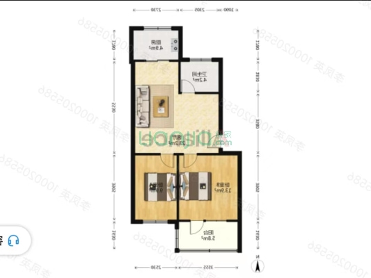 房本满二税费低 朝南两 居室 温馨小屋 小区停车方便-户型图