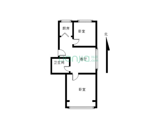 中央悦城 大2居 地下室带 看房方便-户型图