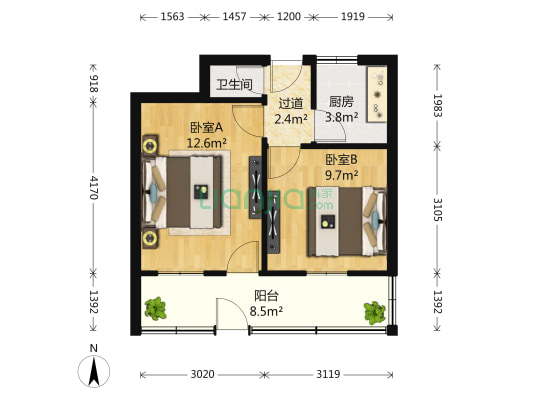 纬一路46号 2室0厅1卫 44平方
