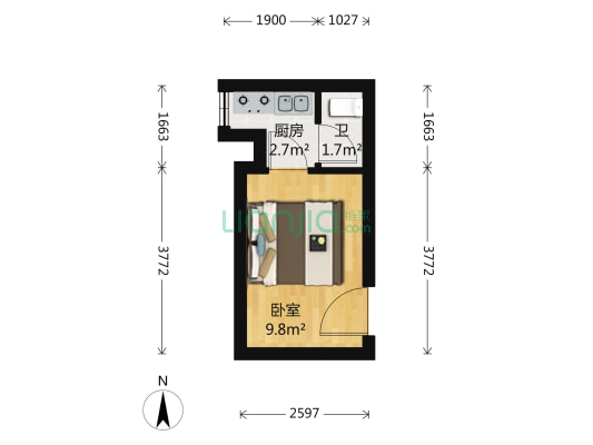 佳兆业中心 1室0厅 82万