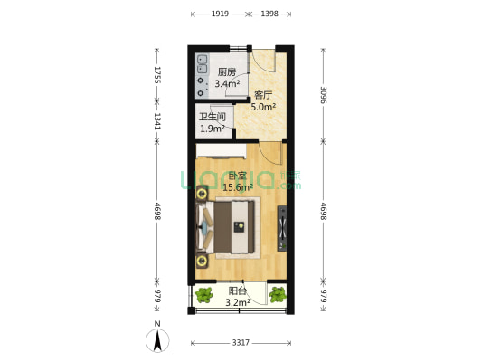 照耀里 1室1厅1卫 36平方