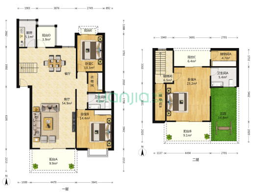 锦绣华都南区 3室1厅2卫 165平方
