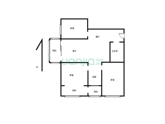 香格里拉3-2-1-1 121.53  标准三房看房方便-户型图