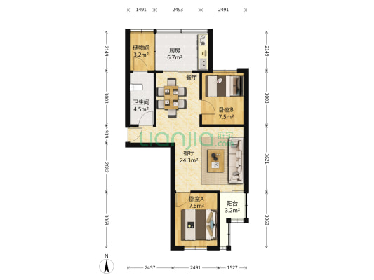 海滨花园小区富夼街 2室1厅1卫 59平方