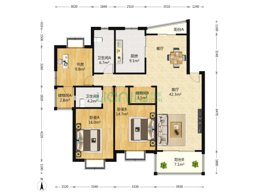 爱盛家园 3室2厅2卫 0平方
