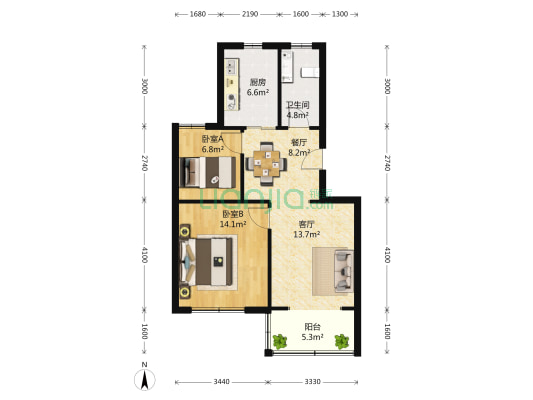 谈中路158弄 2室1厅1卫 75平方