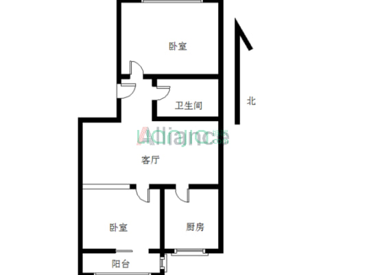 东林板楼好楼层小两居，有车位和地下室-户型图