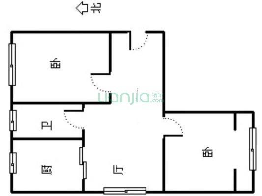 范阳路矿山局家属院两居，本满五年-户型图