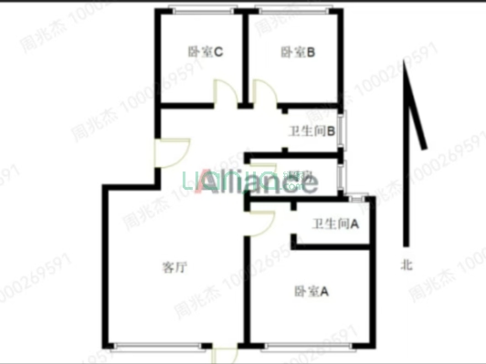 房子是南北通透的通风效果好中间楼层采光没有遮挡-户型图