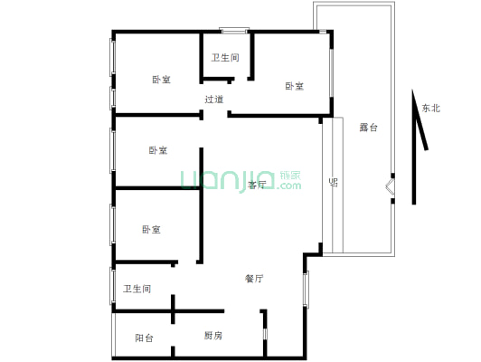 东城4房2厅1厨2卫大4房123.5平方-户型图