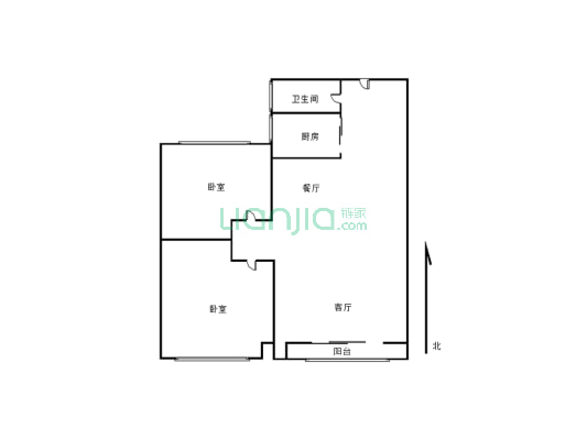 恒顺锦润悦府94平米两室两厅 低楼层看房方便-户型图