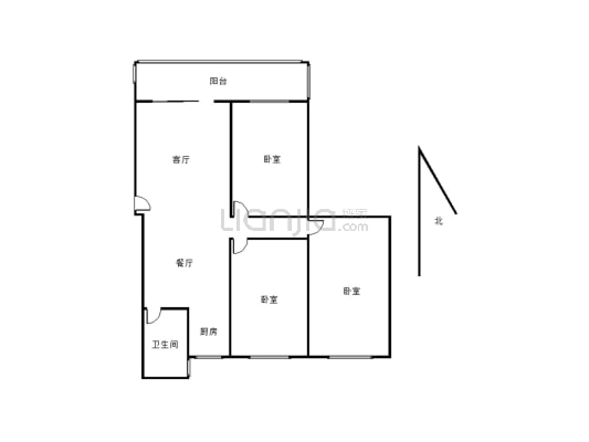 此房中间楼层，三室两厅，精装修可拎包入住-户型图