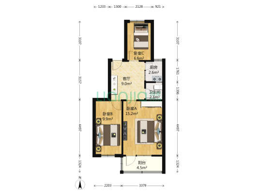 舸舫园创业社区 3室1厅1卫 61平方