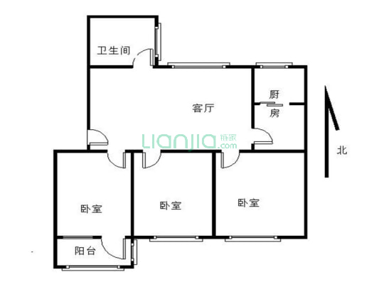 编织袋厂家属院，步梯二楼，三室朝阳的户型，看房方便-户型图
