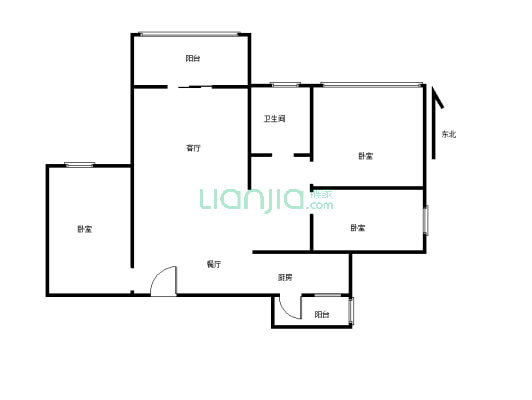 此房属于中低楼层 户型方正 小区干净卫生看中庭-户型图