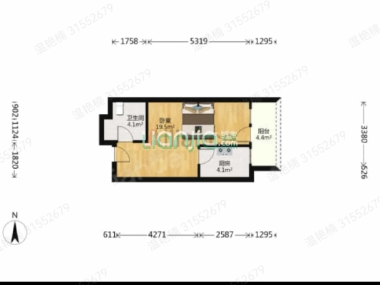 鸿坤新维港 1室1厅 西-户型图