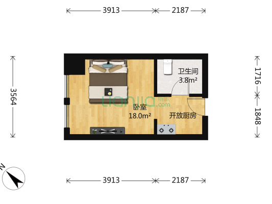 华地公馆公寓 1室0厅 西北