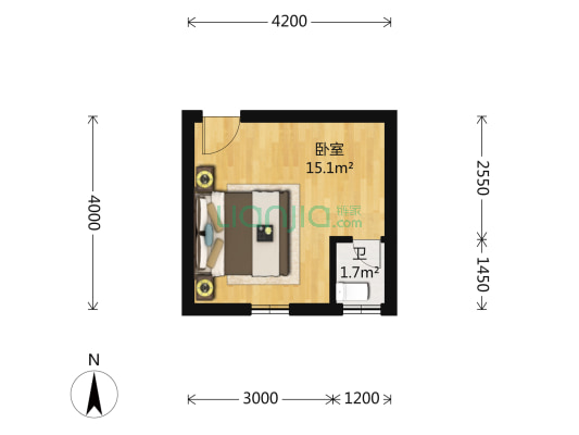 远洋7号酒店式公寓 1室0厅1卫 28平方
