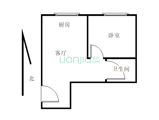 市政府旁  一室一厅公寓 有证 独立卧室 卫生间-户型图