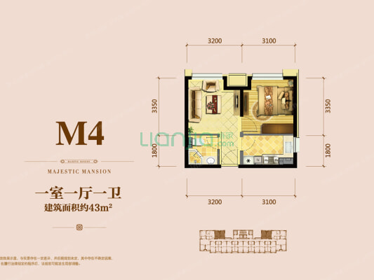 金地一室 中间楼层 精装修 杏坛勋望 地铁一号线张士站