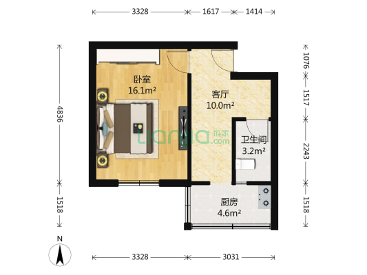 滦水道 1室1厅1卫 37平方