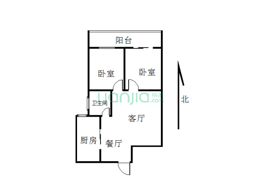 凤凰山庄此房需全款可更名，电梯房，中间楼层，大两室-户型图